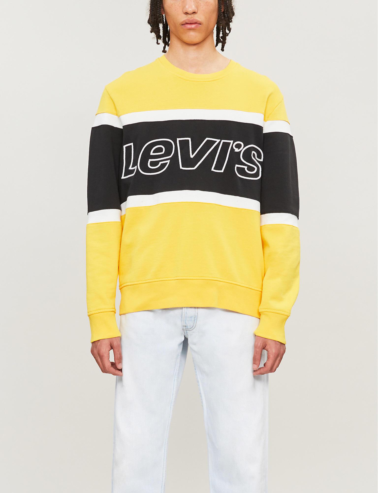 Levi's Yellow Colourblock Crew Neck Sweatshirt in Yellow for Men - Save ...