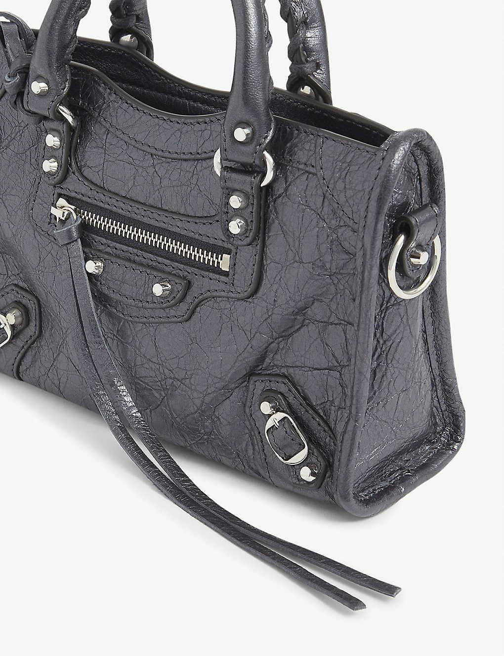 Balenciaga City Nano Metallic Leather Shoulder Bag in Graphite (dk Grey)  (Gray) - Lyst