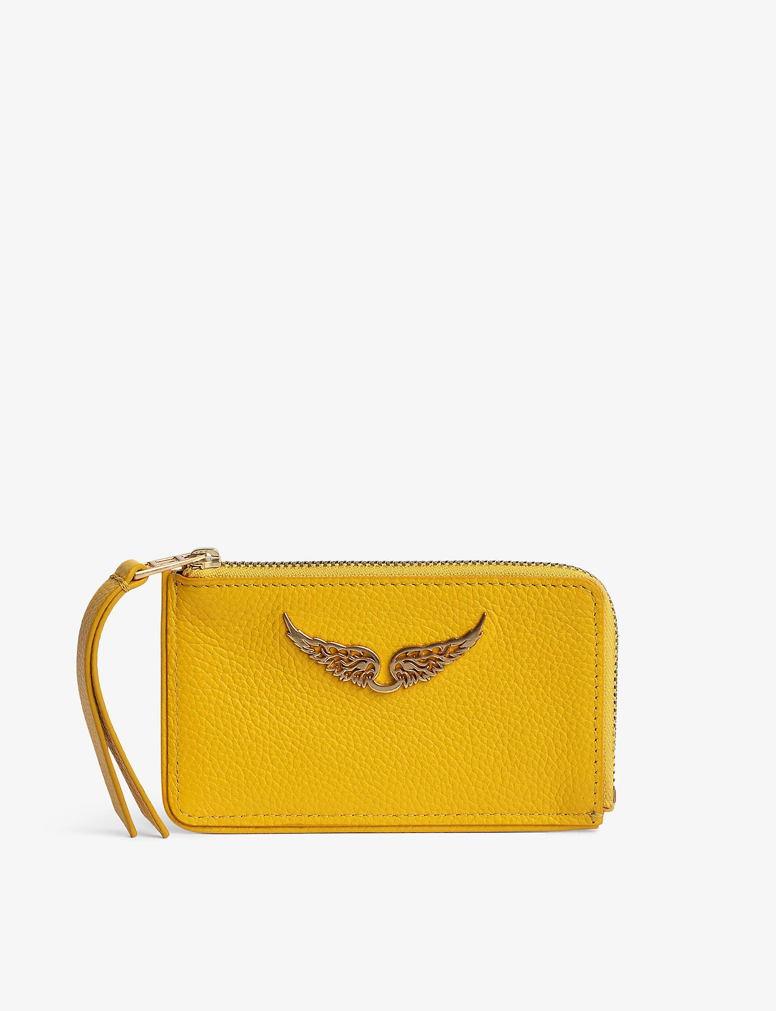 Zadig & Voltaire Zv Logo-plaque Leather Cardholder in Yellow | Lyst