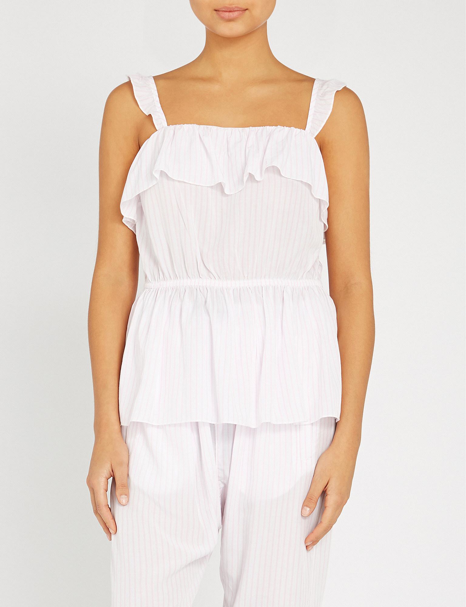 Lyst - Peter Alexander Striped Woven Pyjama Top in White