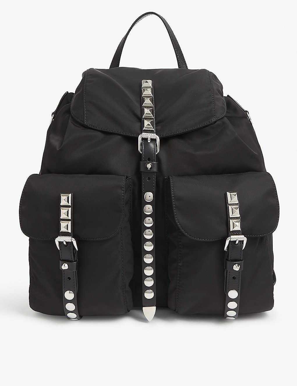 Prada Synthetic Studded Nylon Backpack in Black Lyst