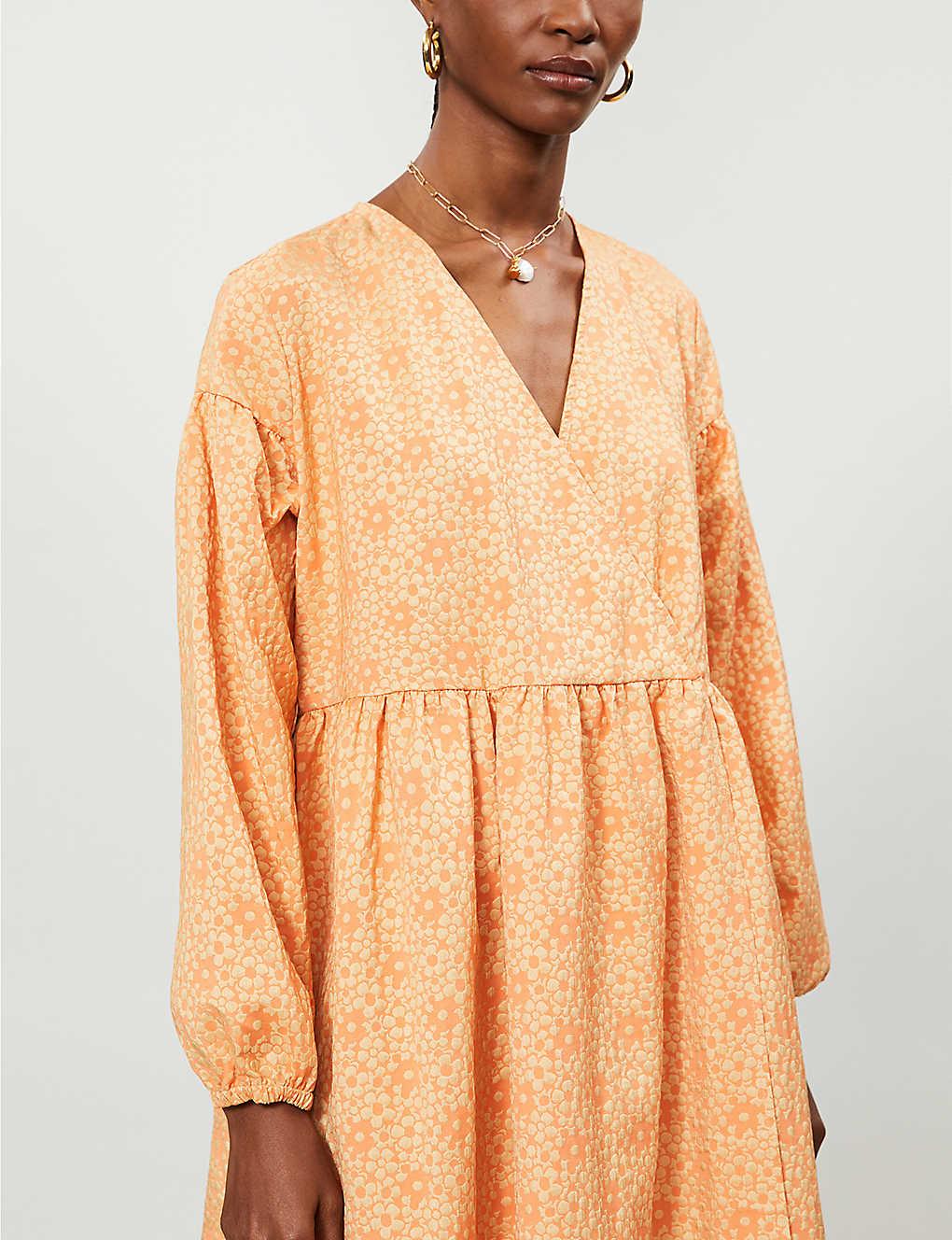 beu Fictief Bad Samsøe & Samsøe Jolie Floral-print Woven Midi Dress in Orange | Lyst