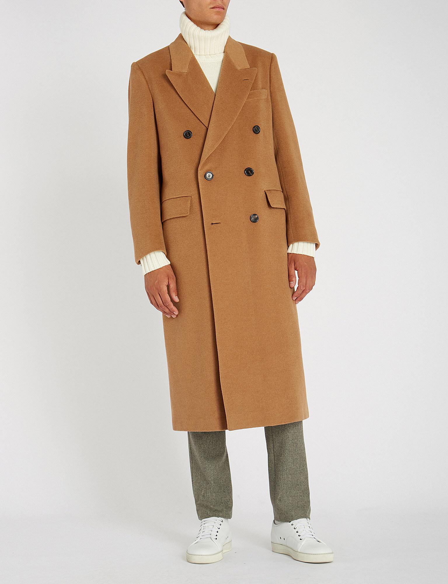 Brioni Double-breasted Camel-hair Coat in Natural for Men - Lyst
