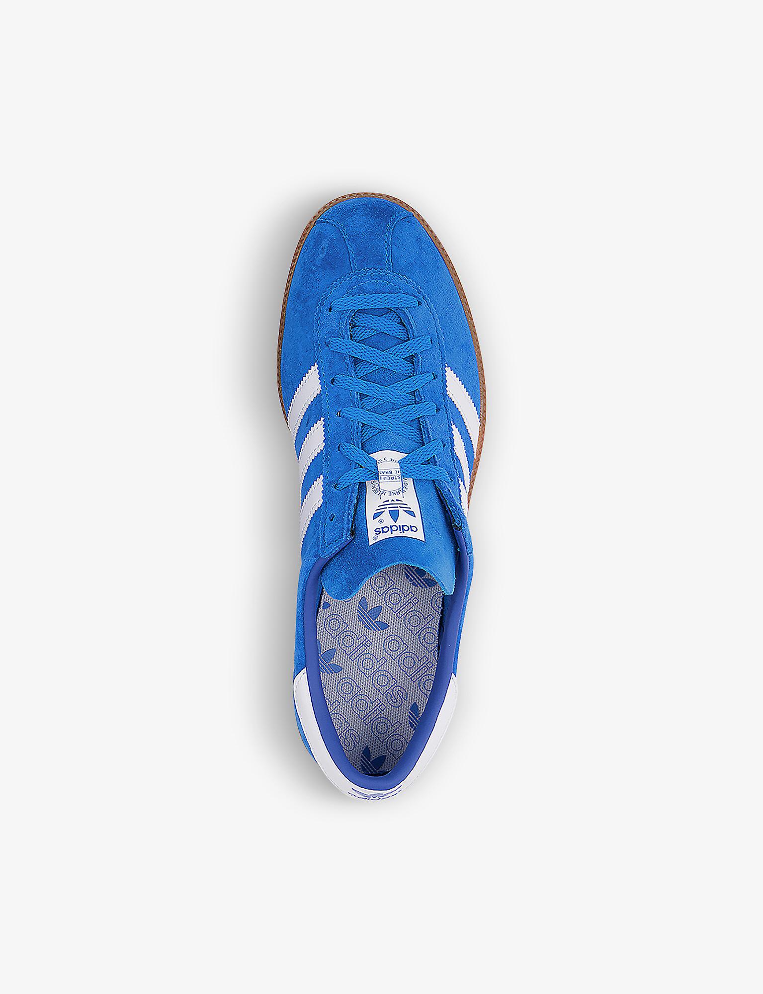 adidas Bleu Branded Suede Low-top Trainers in Blue for Men | Lyst