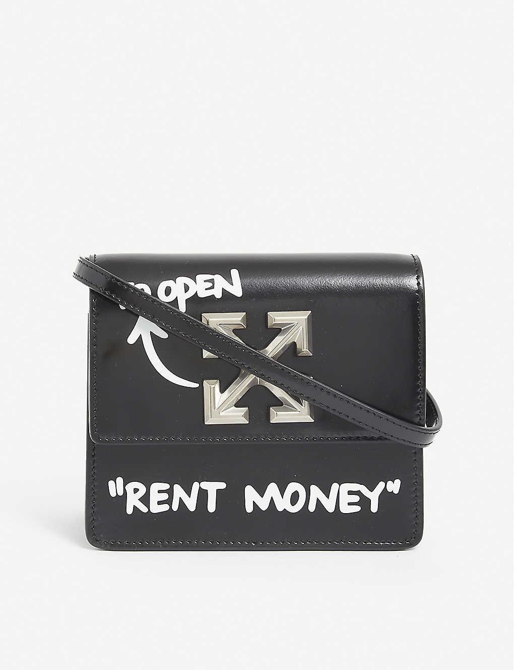 OFF-WHITE 0.7 Jitney Bag RENT MONEY Black/White in Leather with  Silver-tone - US