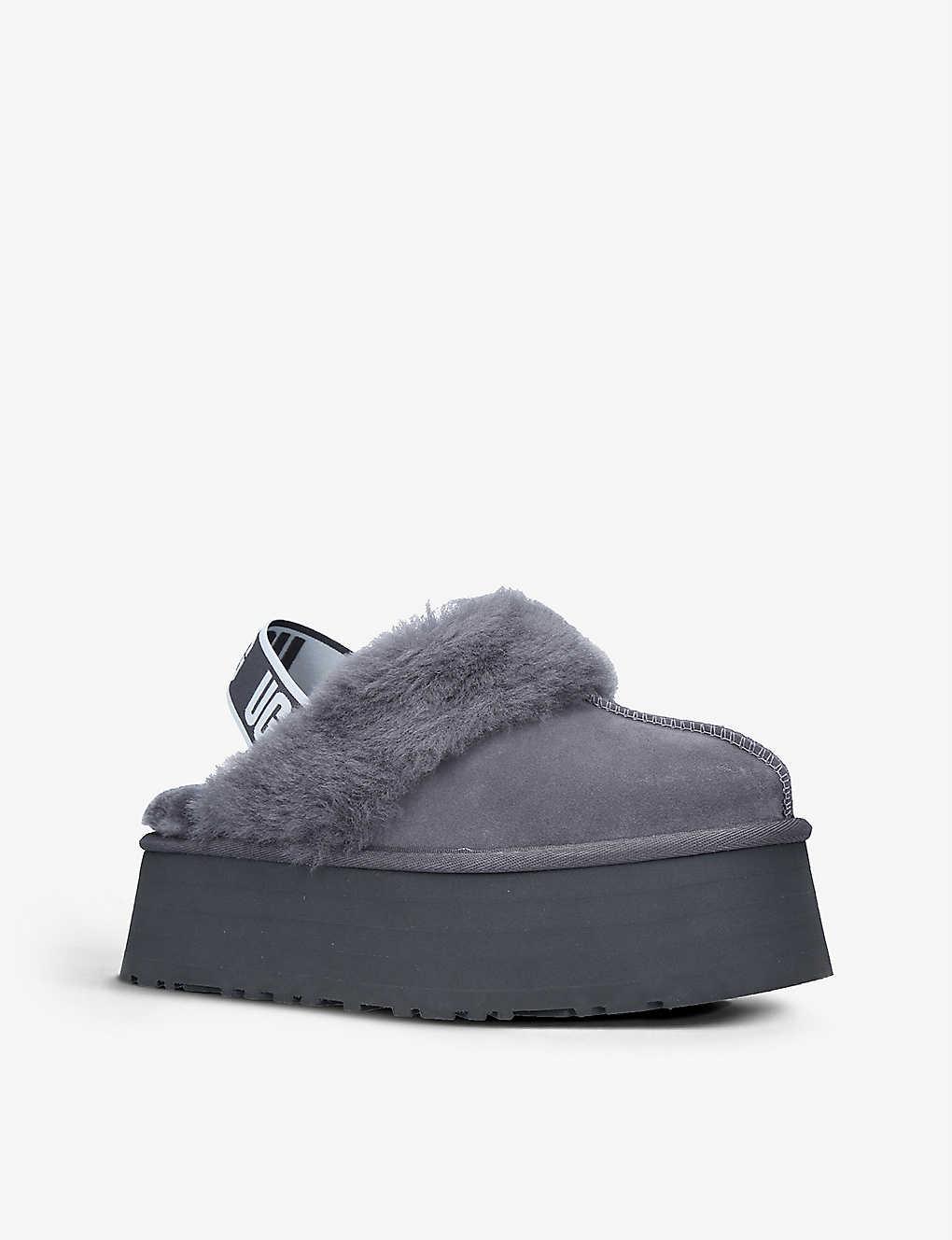 ugg funkette suede shearling platform slippers