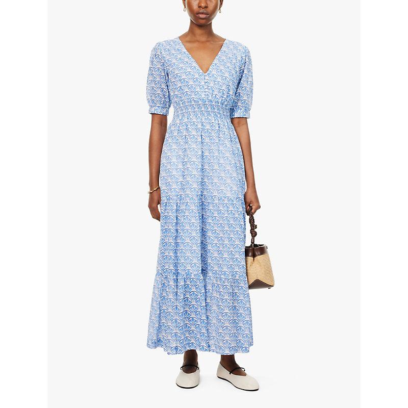 Aspiga Billie Short Sleeve Organic Cotton Maxi Dress in Blue Lyst UK