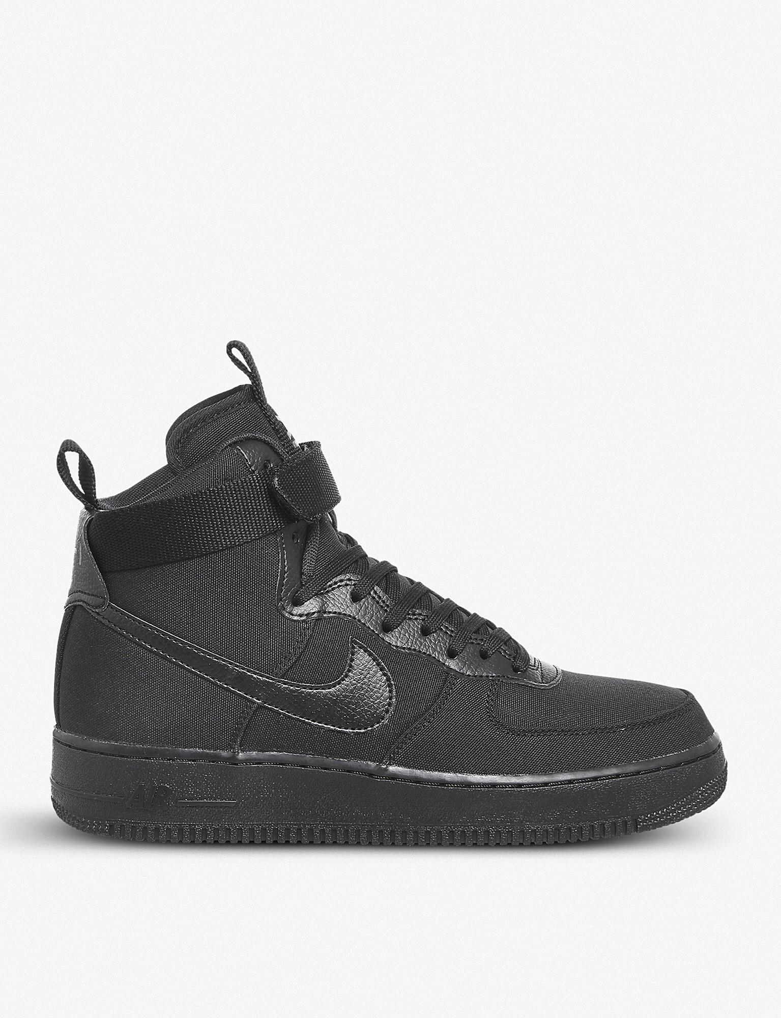 Nike Air Force 1 High-top Canvas And Leather Trainers in Black for 