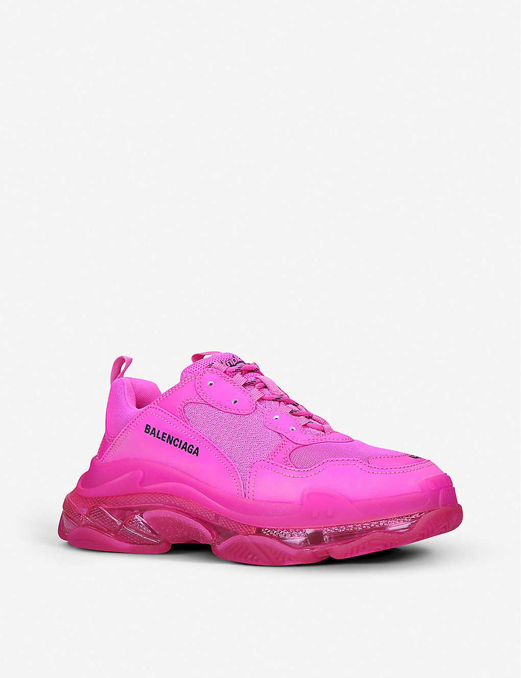 balenciaga triple s clear sole leather and mesh trainers