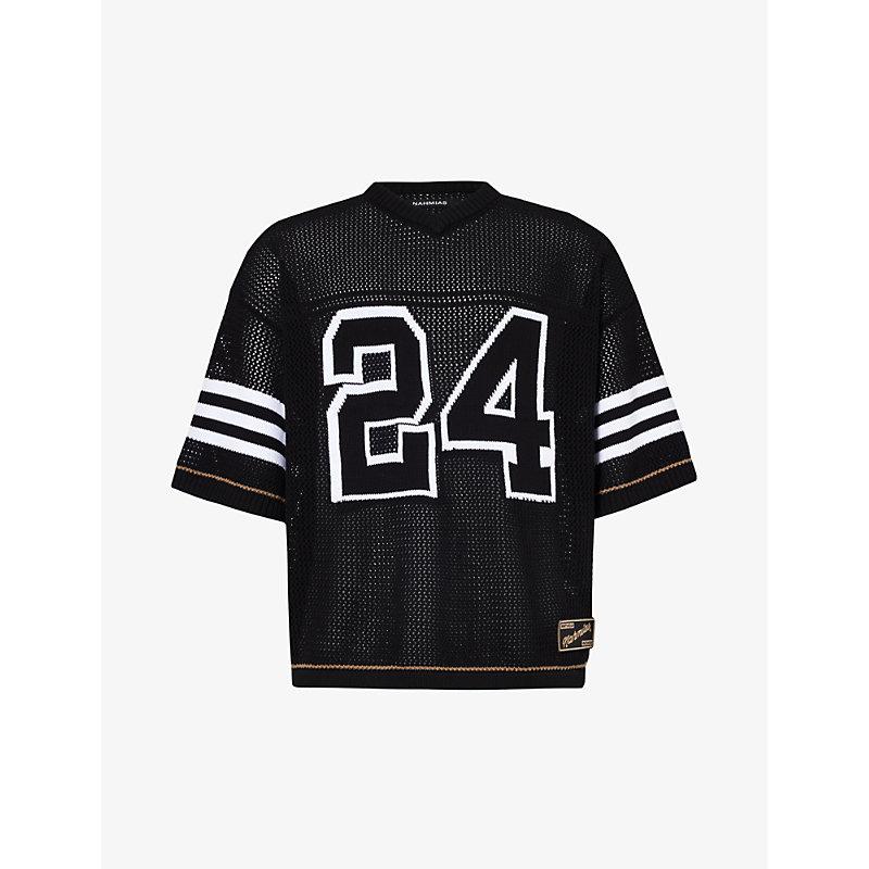 NAHMIAS Football V-neck Relaxed-fit Cotton Knitted Shirt in Black for Men |  Lyst