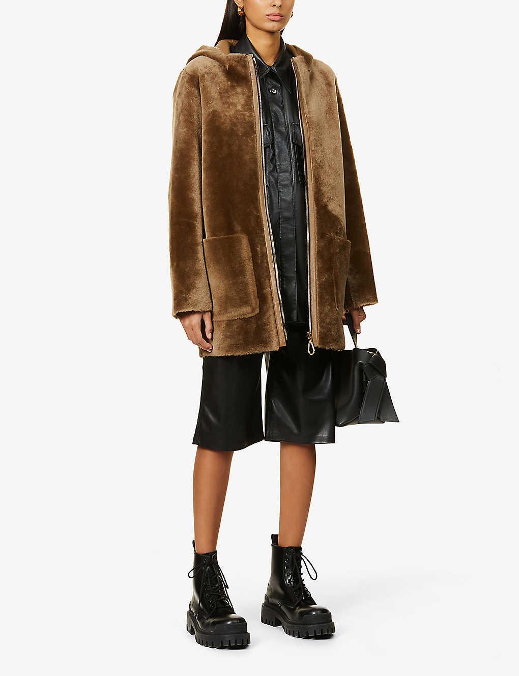 sandro reversible shearling coat
