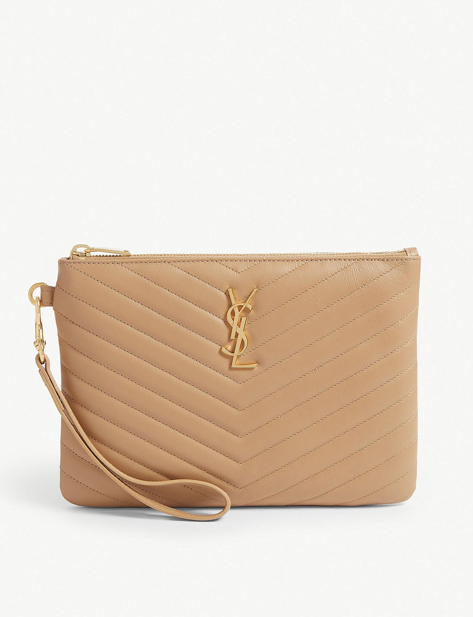 monogram quilted leather pouch