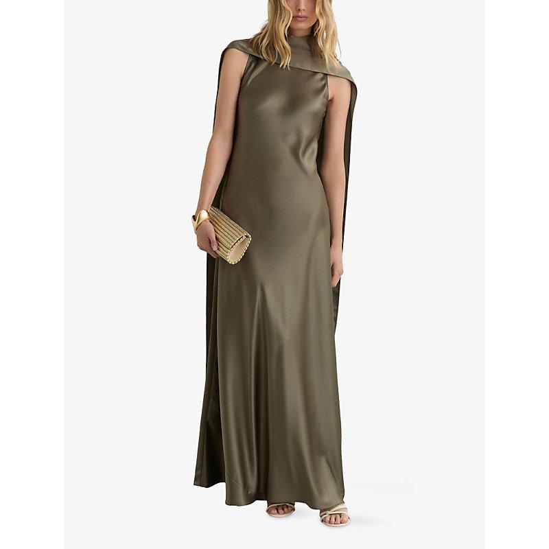 reiss green dress sale Rent Reiss Micah Satin Drape Midi Dress – Timeless Elegance – Versatile main image 1