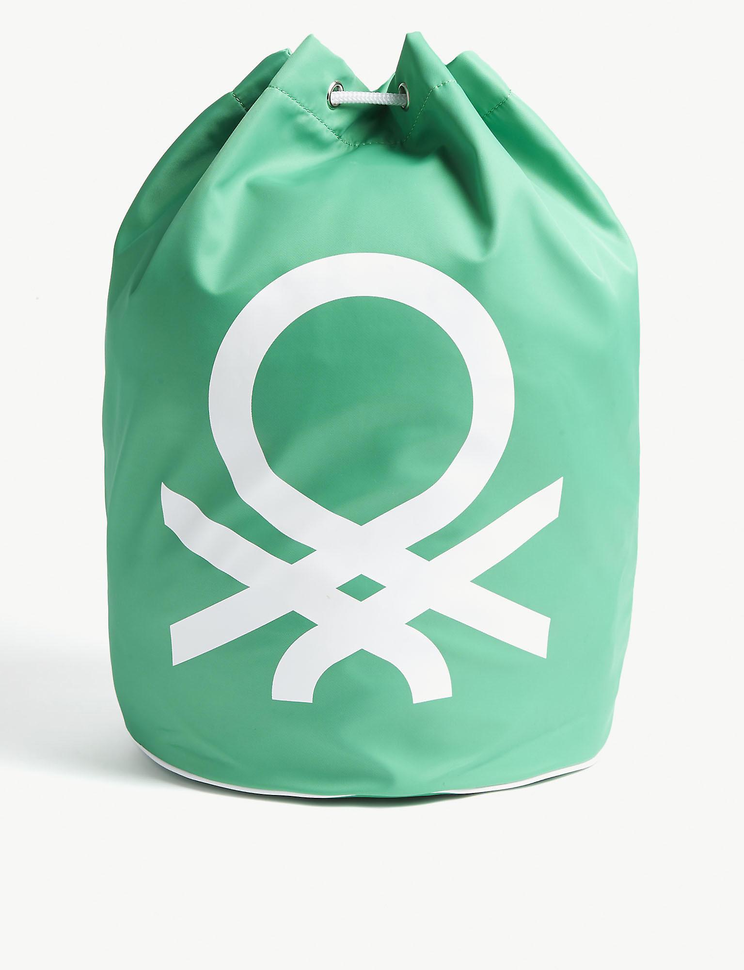 Benetton Unisex Logo Nylon Drawstring Bag in Green | Lyst