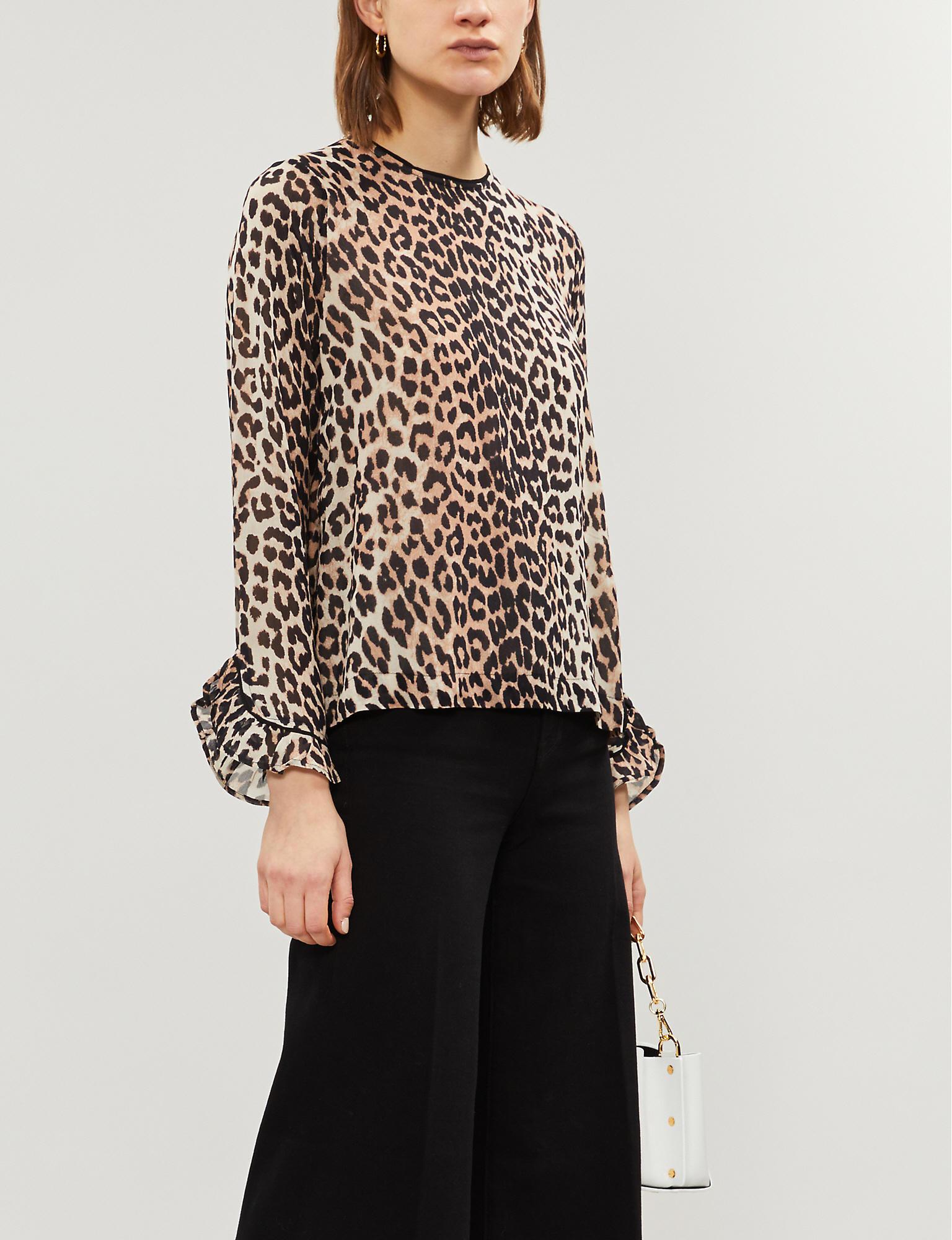ganni georgette leopard