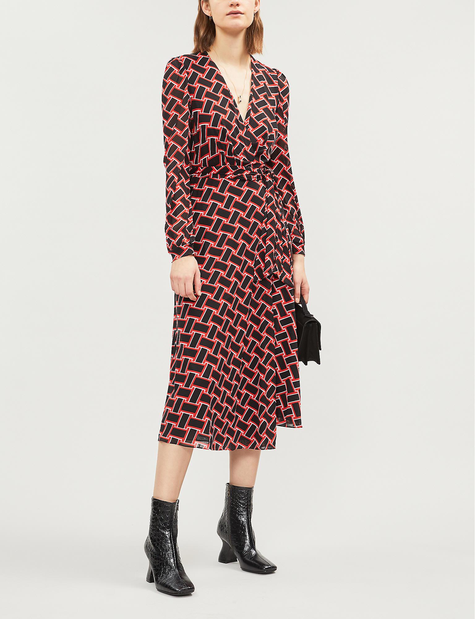 dvf phoenix wrap mesh dress
