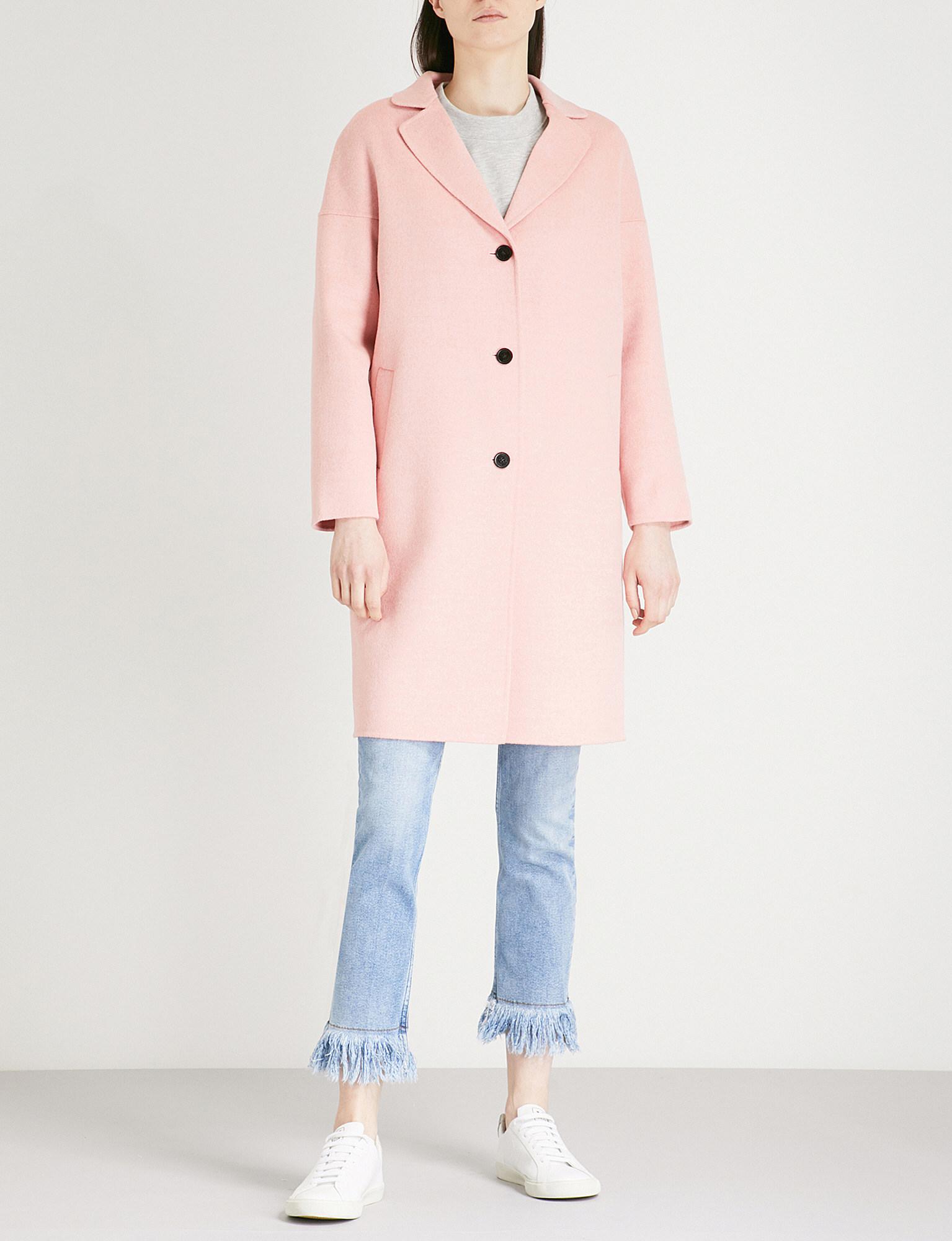 Claudie Pierlot Notched-lapel Wool And Cashmere-blend Coat in Pink - Lyst
