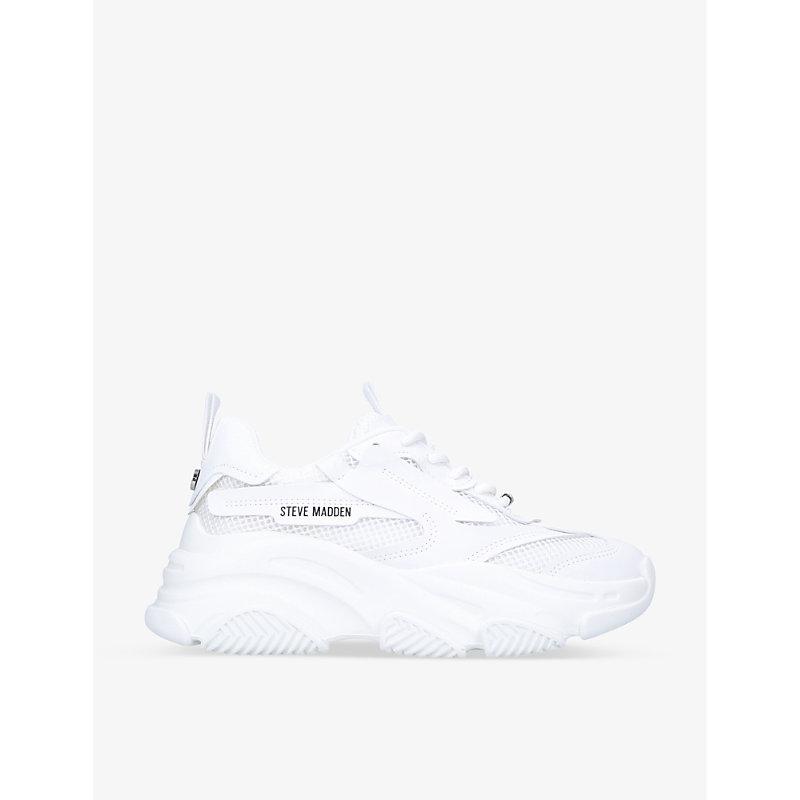 Steve Madden Possession Chunky-soled Mesh And Faux-leather Trainers in  White | Lyst