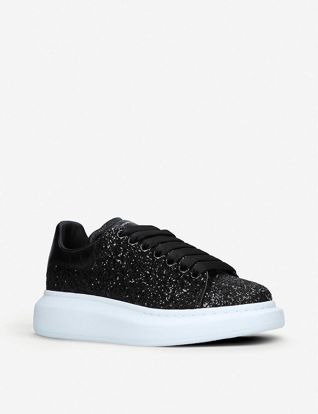 Alexander McQueen Leather Oversized Black Glitter Trainers - Save 51% | Lyst