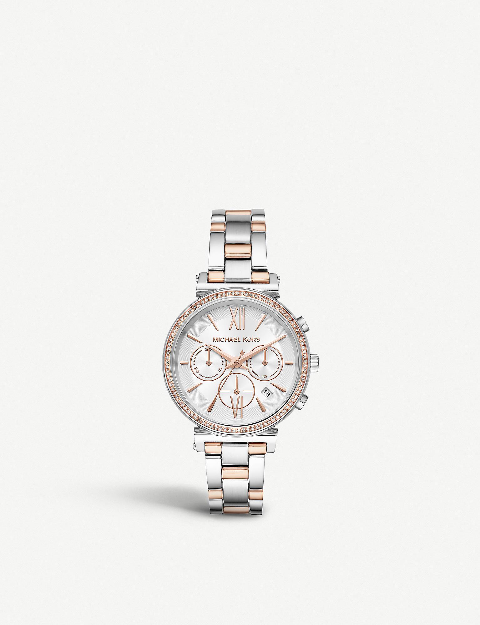 Michael Kors Mk6558 Sofie Two-tone Stainless Steel Chronograph Watch in ...