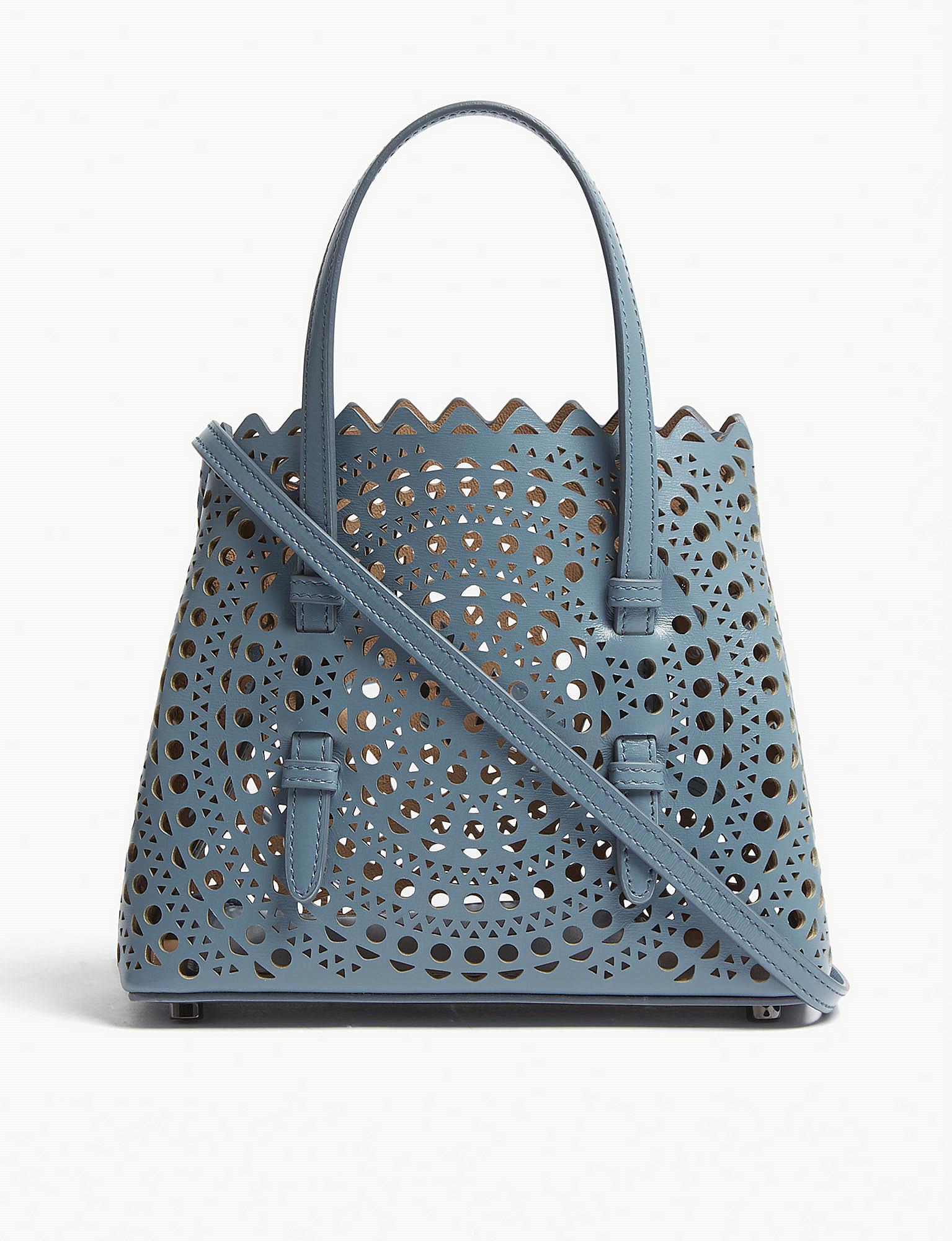 Alaïa Micro Laser-cut Leather Cross-body Bag in Blue - Lyst
