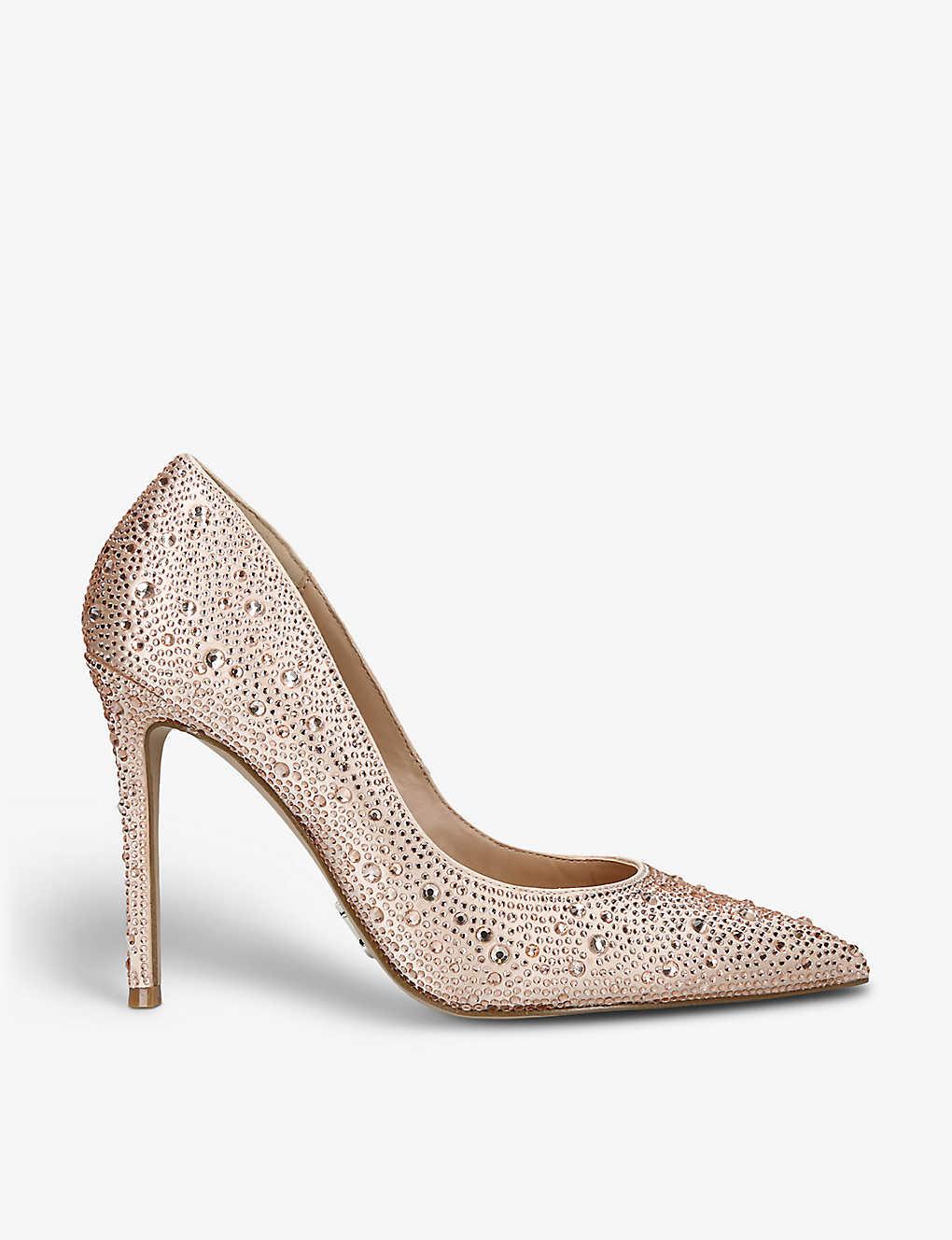 Steve Madden Evelyn Rhinestone embellished Woven Heeled Court