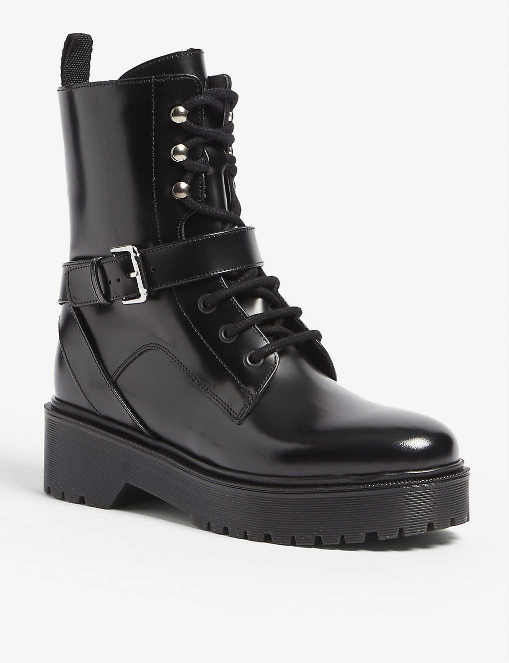 Maje Frankhook Leather Ankle Boots in Black | Lyst