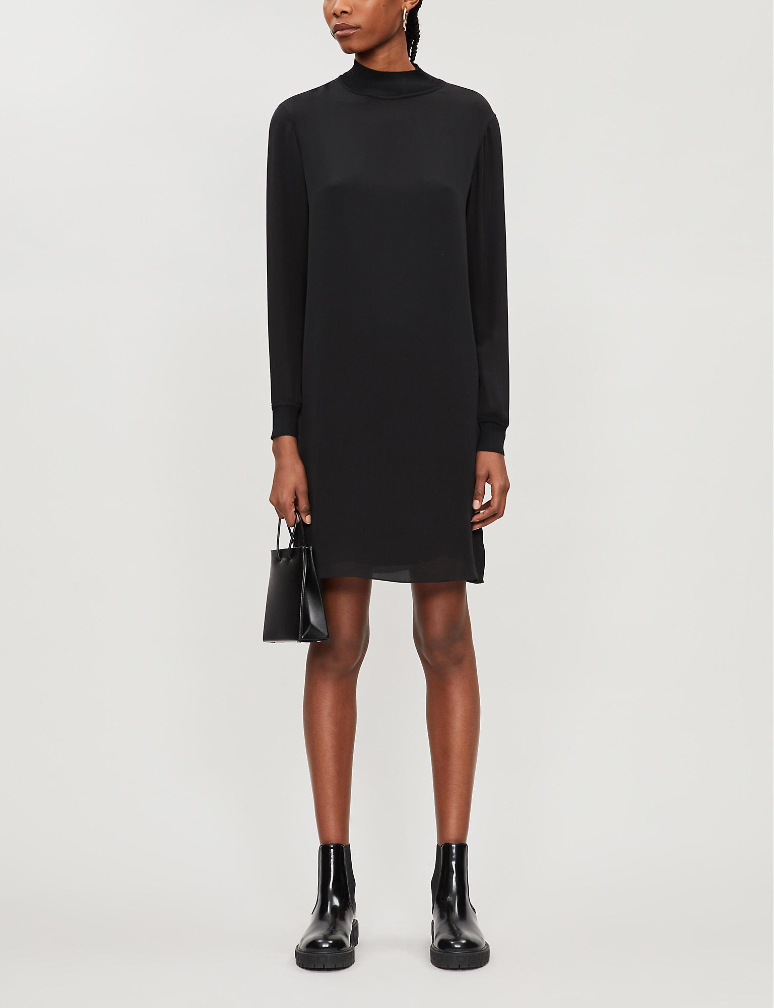 black mini silk dress