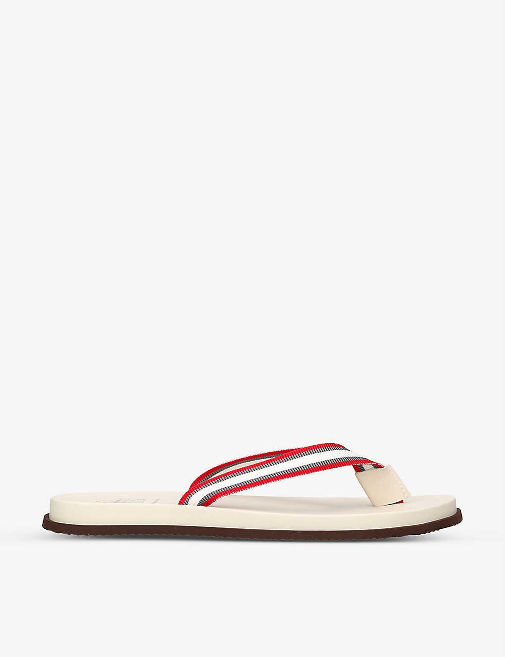Brunello Cucinelli Tape-strap Calf-leather Flip Flops in Red for Men | Lyst