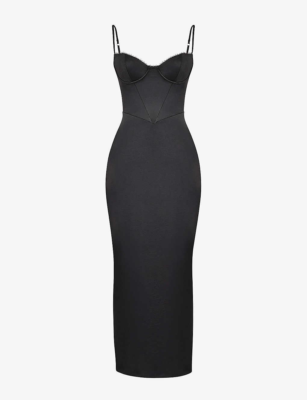 House Of Cb Stefania Corset Satin Maxi Dress in Blue Lyst
