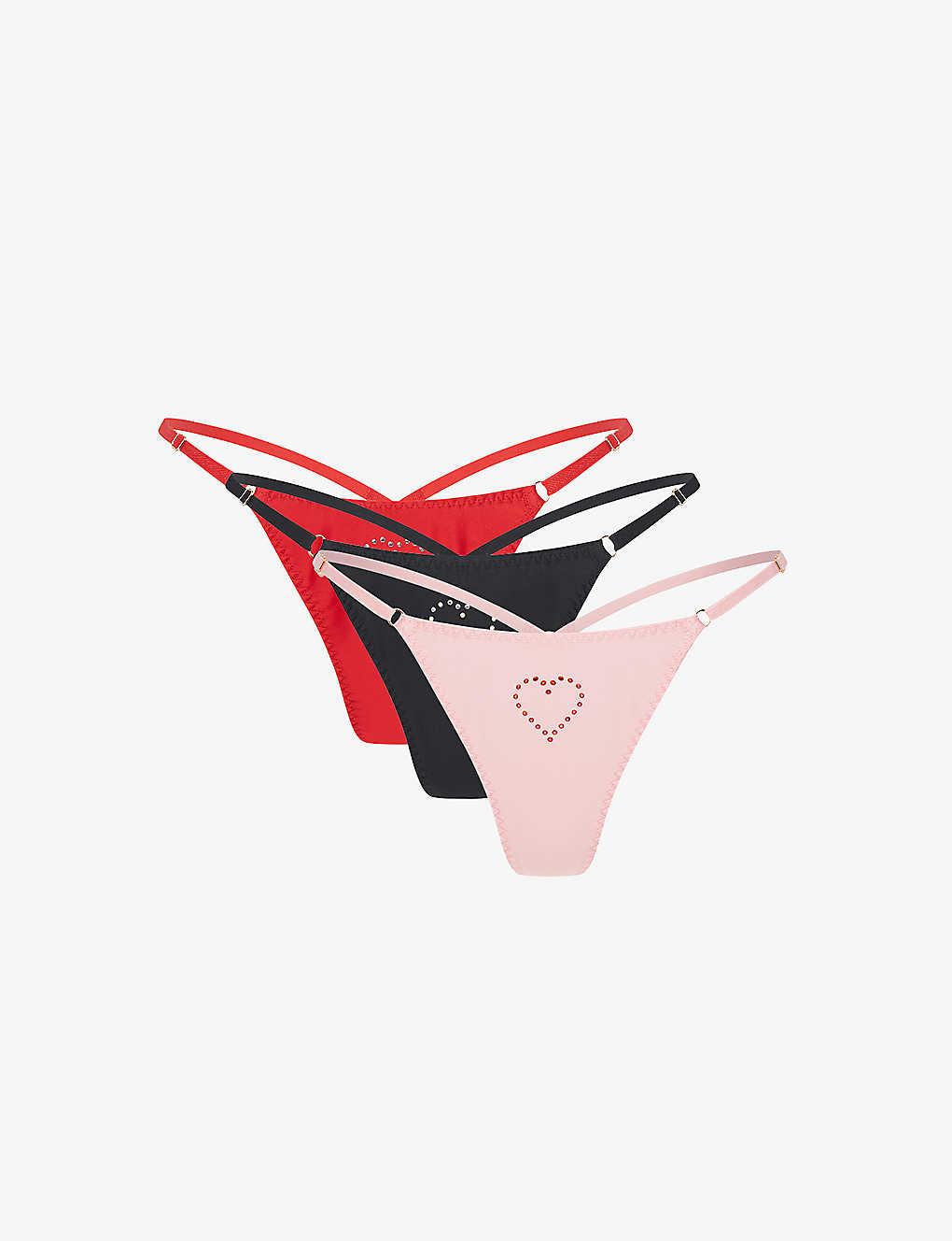 Agent Provocateur Fabi Heart Embellished Low Rise Stretch Silk Thong