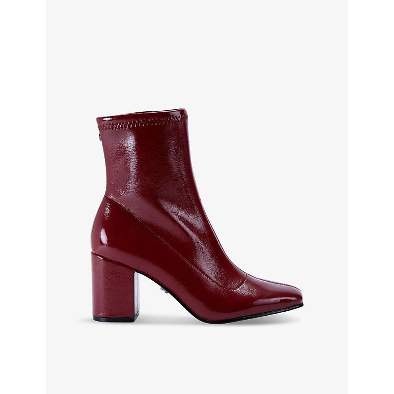 Carvela Kurt Geiger Strut Heeled Patent Faux Leather Ankle Boots in Red Lyst UK