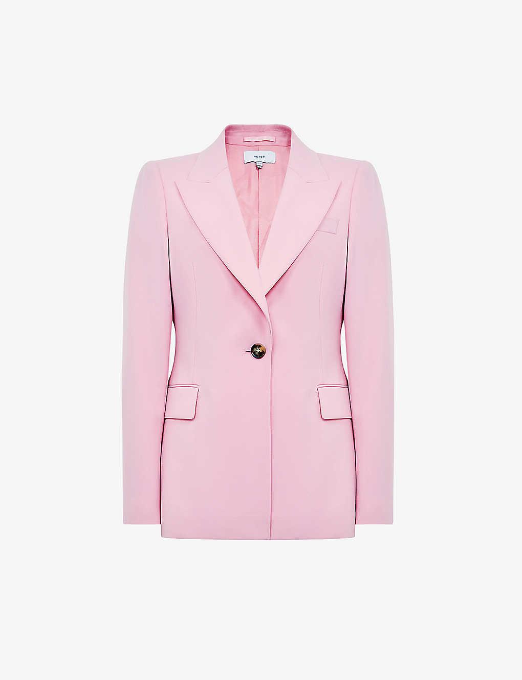 Reiss Blair Peaklapel Woolblend Blazer in Pink Lyst