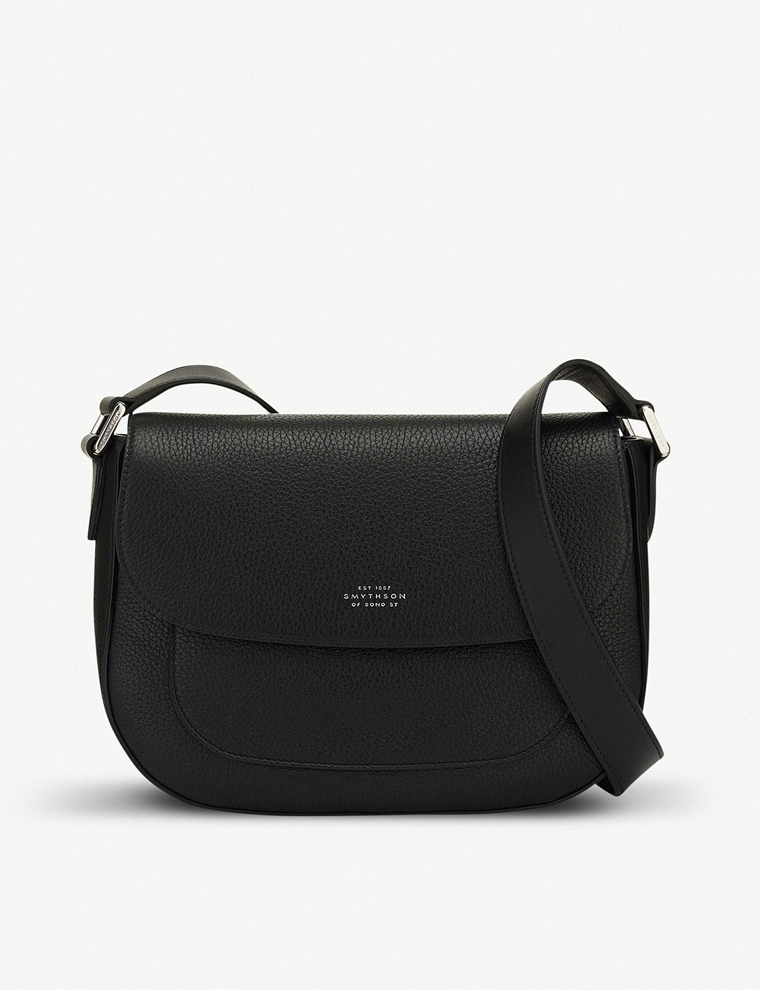 Smythson Burlington Leather Saddle Bag In Black Lyst Smythson