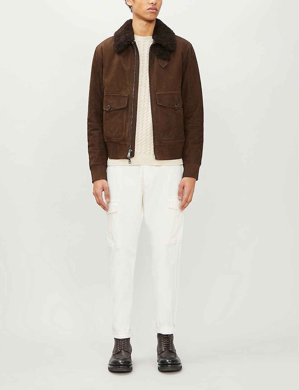 Ralph Lauren Purple Label Kingston Suede And Shearling Bomber Jacket in  Brown for Men | Lyst Canada