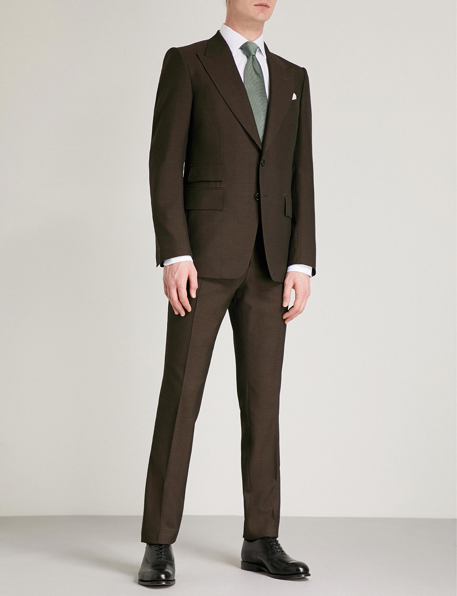 Tom Ford Wool Shelton-fit Woven Suit in Brown for Men - Lyst
