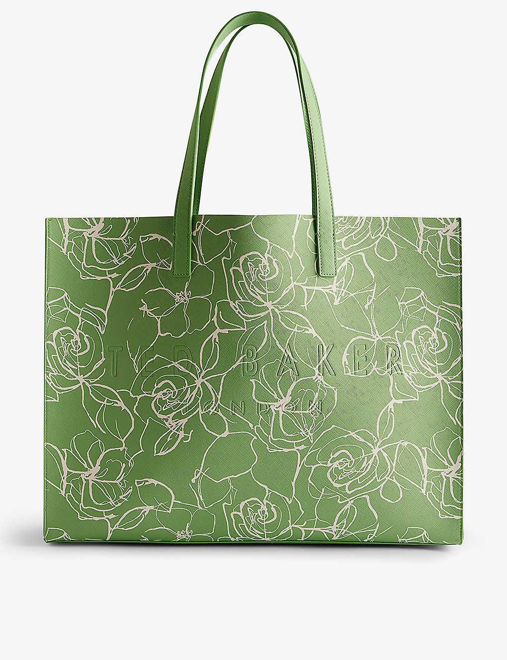 Ted Baker Linacon Floral-print Faux-leather Tote Bag in Green - Main Image