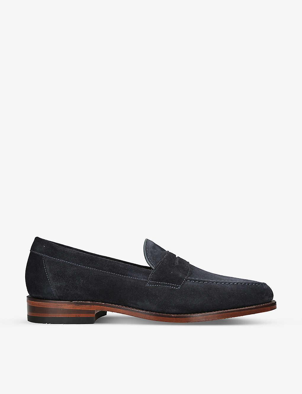 Loake Imperial Strap Suede Loafers in Black for Men | Lyst