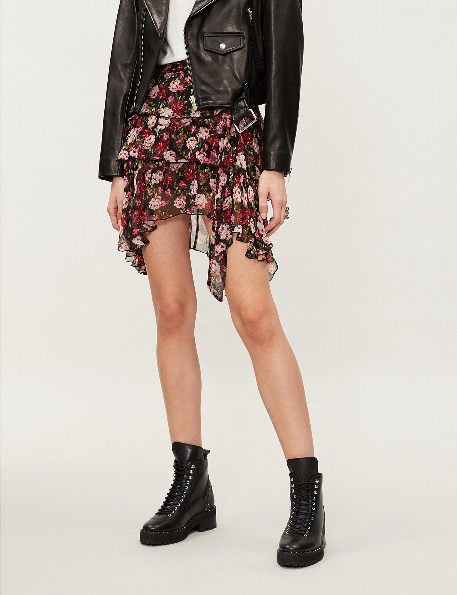 The Kooples Floral-print Chiffon Skirt 