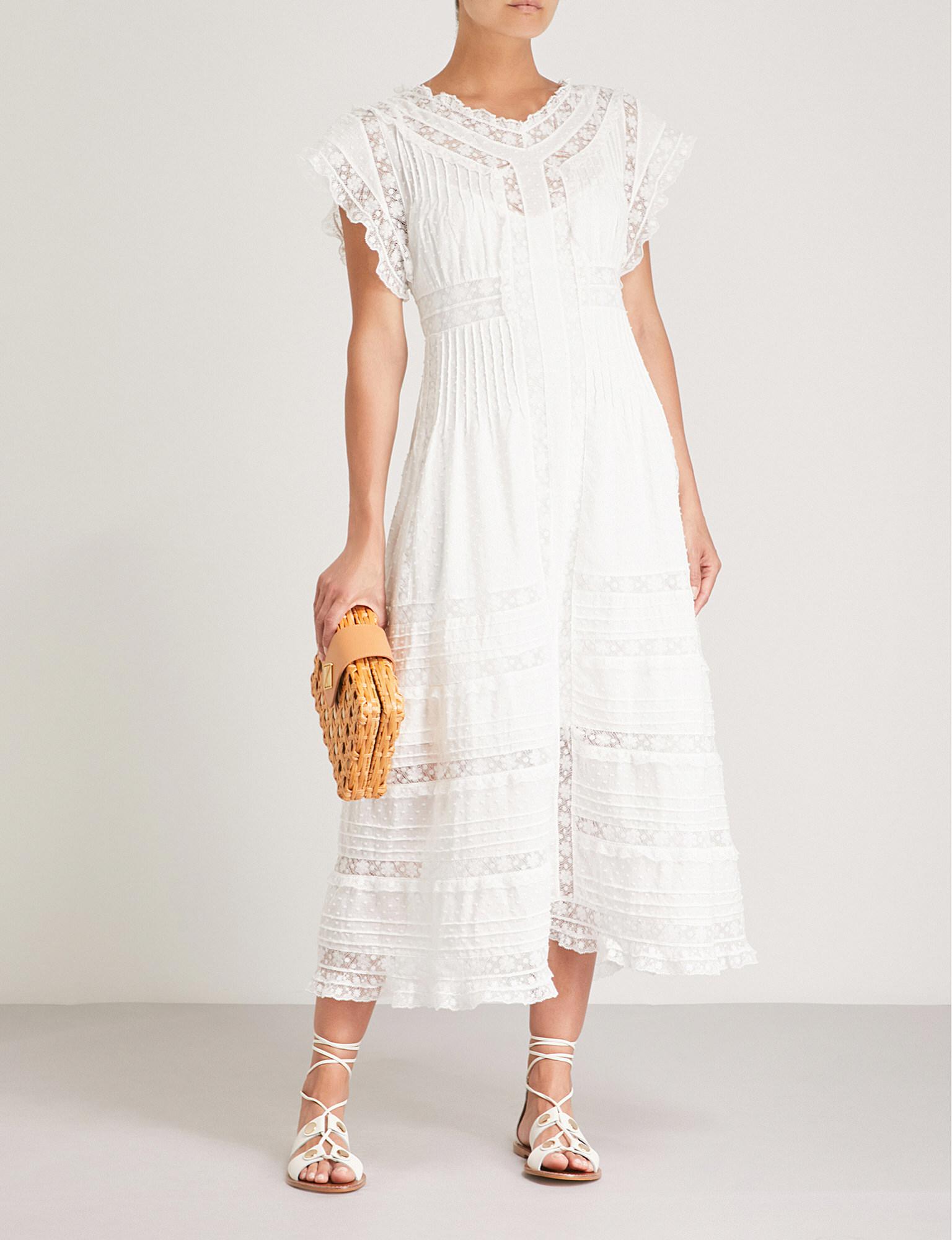 Zimmermann Iris Lace And Cotton Dress in White | Lyst