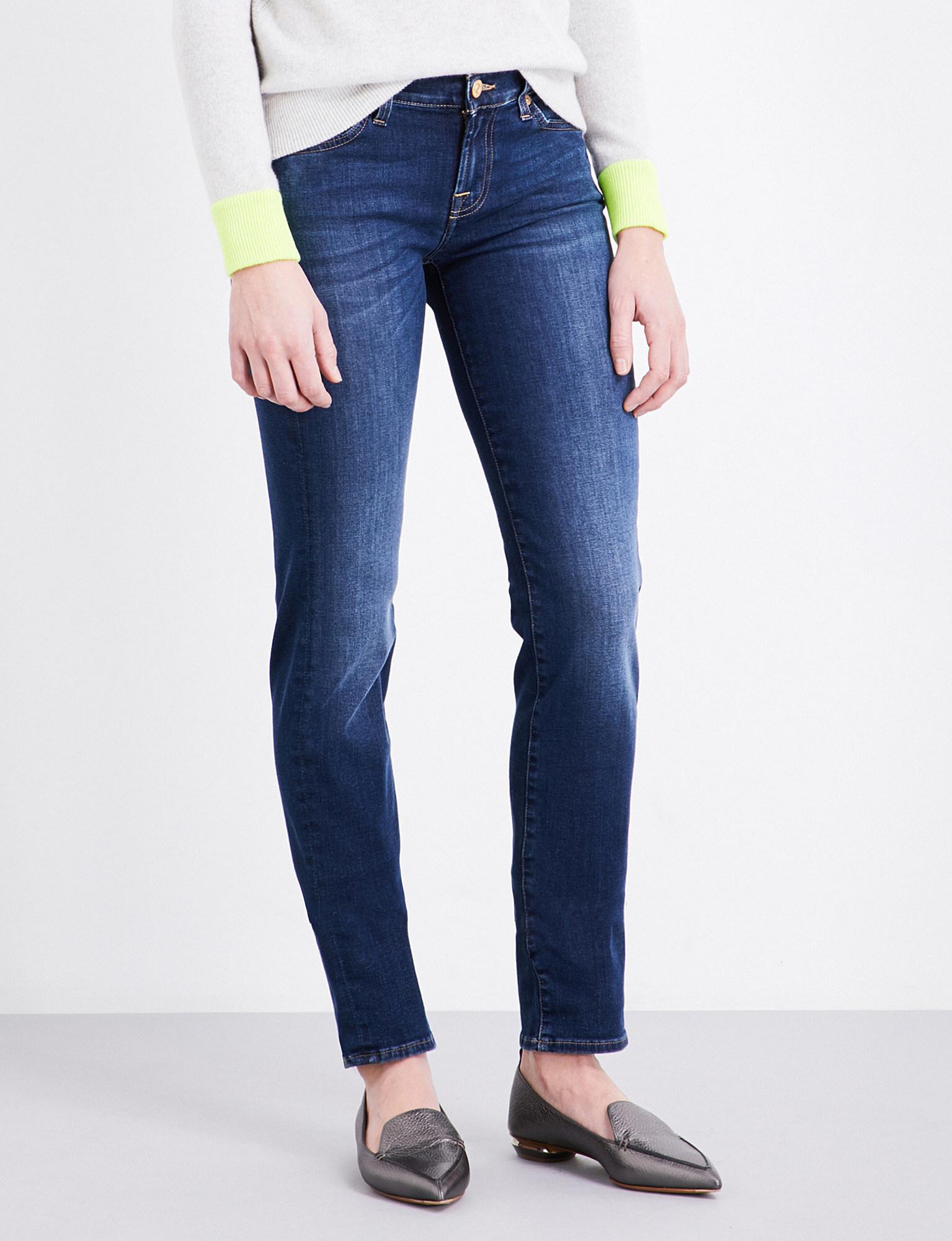 Lyst - 7 For All Mankind Roxanne Skinny Mid-rise Jeans in Blue