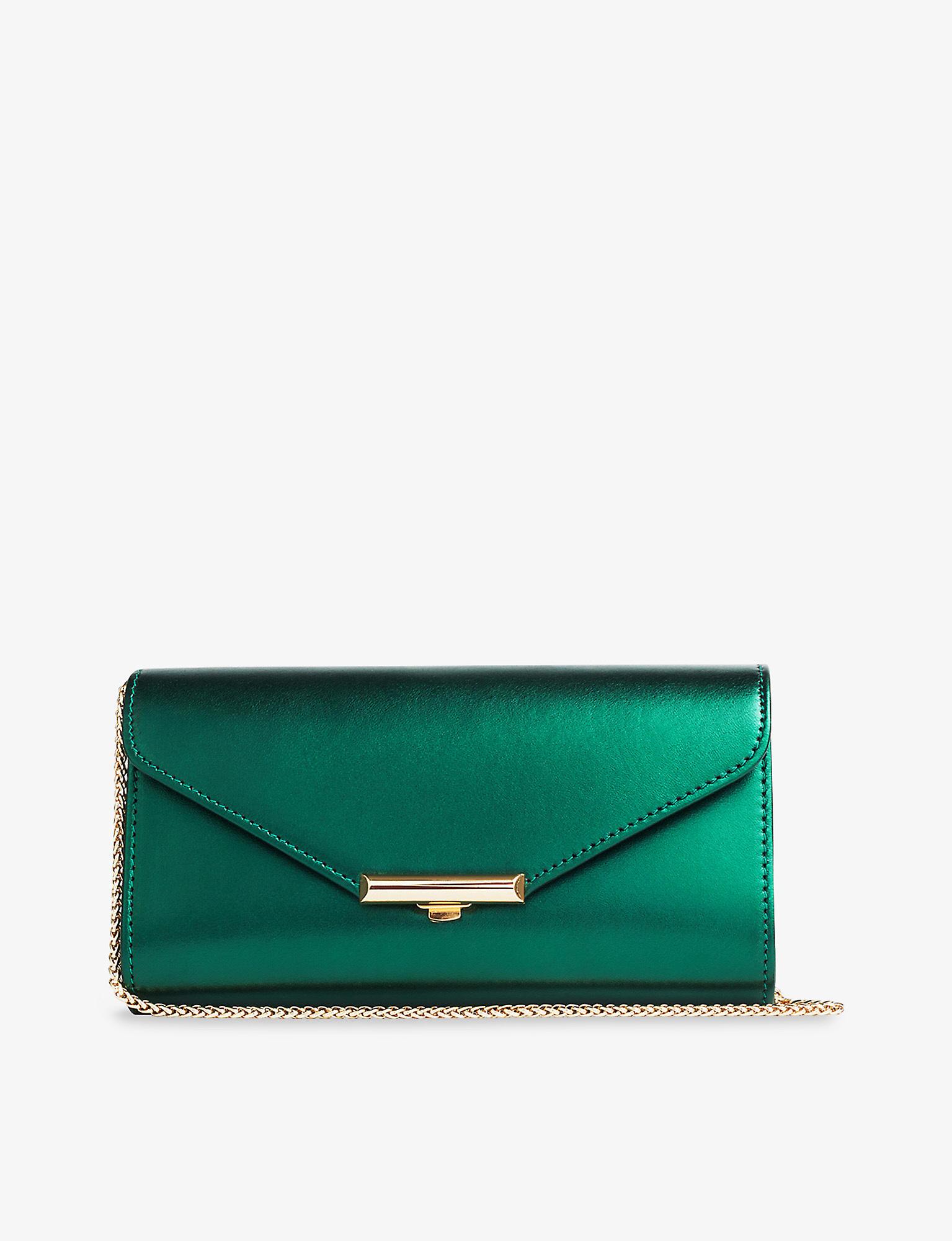 LK Bennett Lucy Flap-top Leather Clutch Bag in Green | Lyst Canada