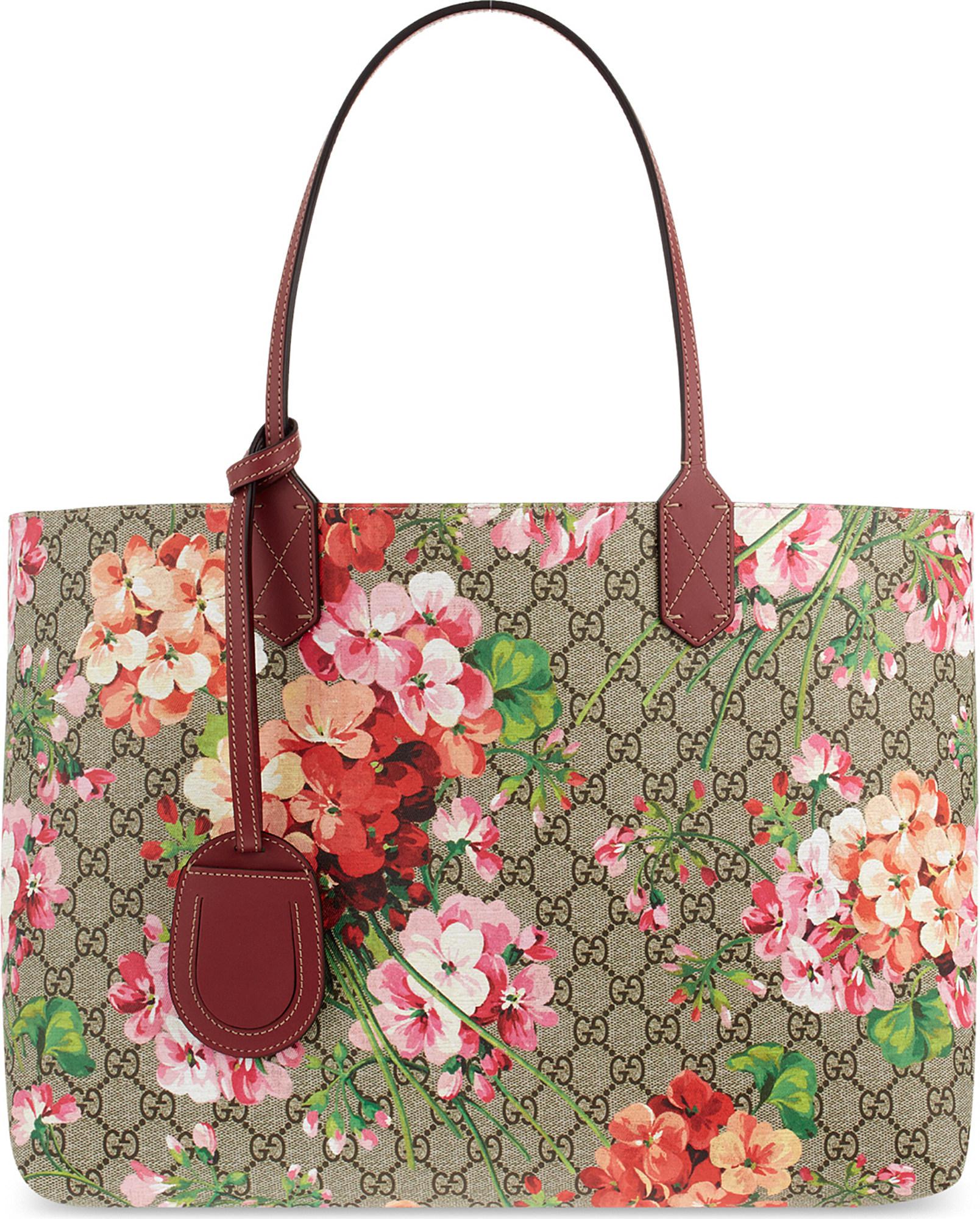 gucci floral reversible tote