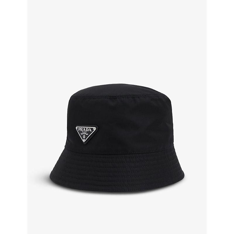 Prada Logo-patch Recycled-nylon Bucket Hat in Black for Men | Lyst