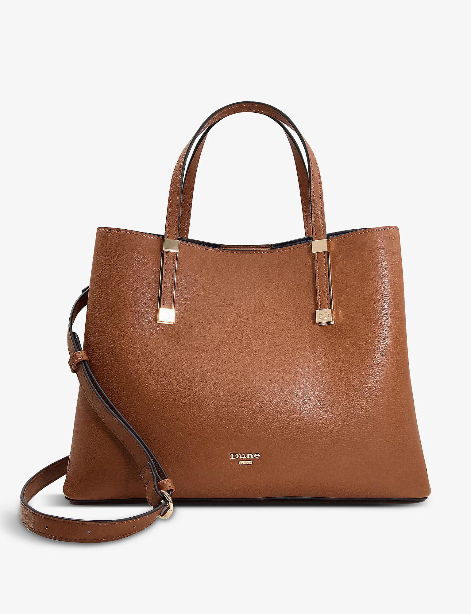 Dune Dorrie Logo-embellished Faux-leather Tote Bag in Brown | Lyst