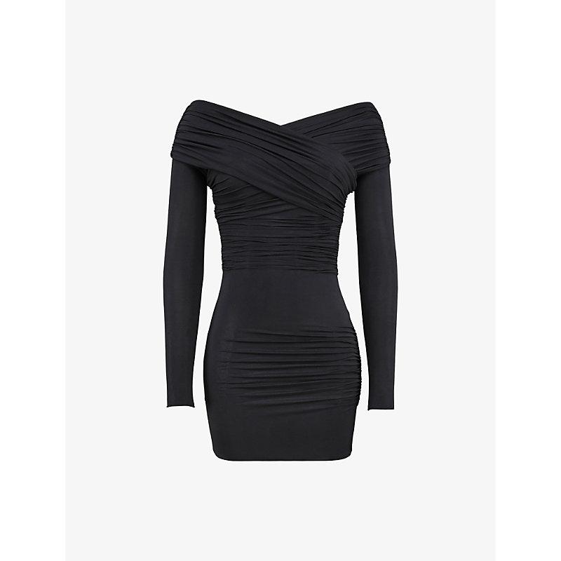 knee length dresses for ladies Priscille Black Ruffled Midi Dress XL / Black main image 1