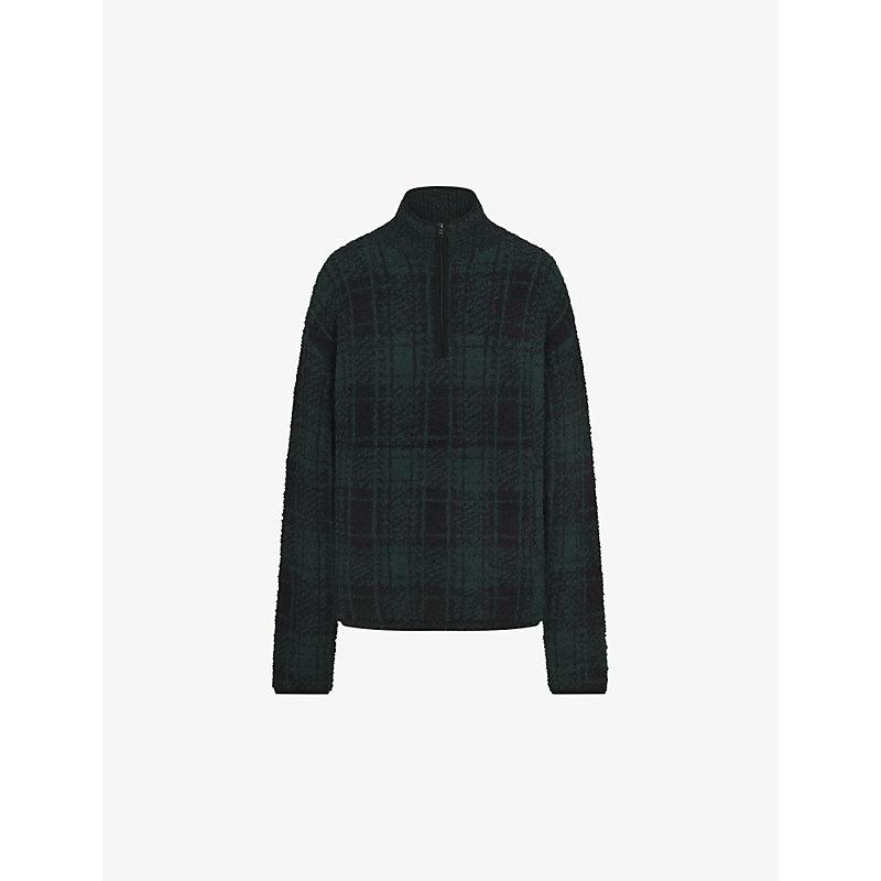 Skims Check Print Quarter Zip Fluffy Knit Jumper in Black Lyst UK