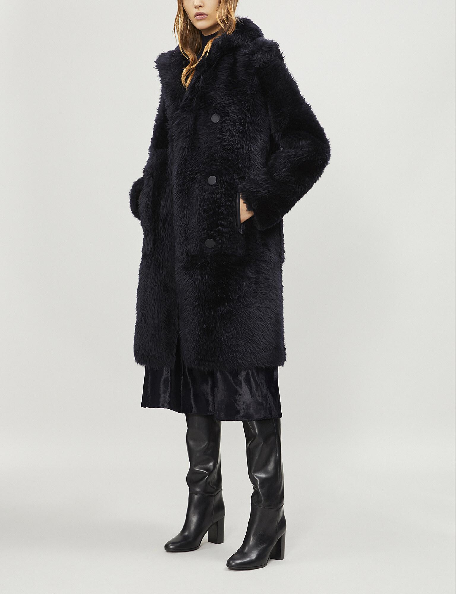 navy shearling coat