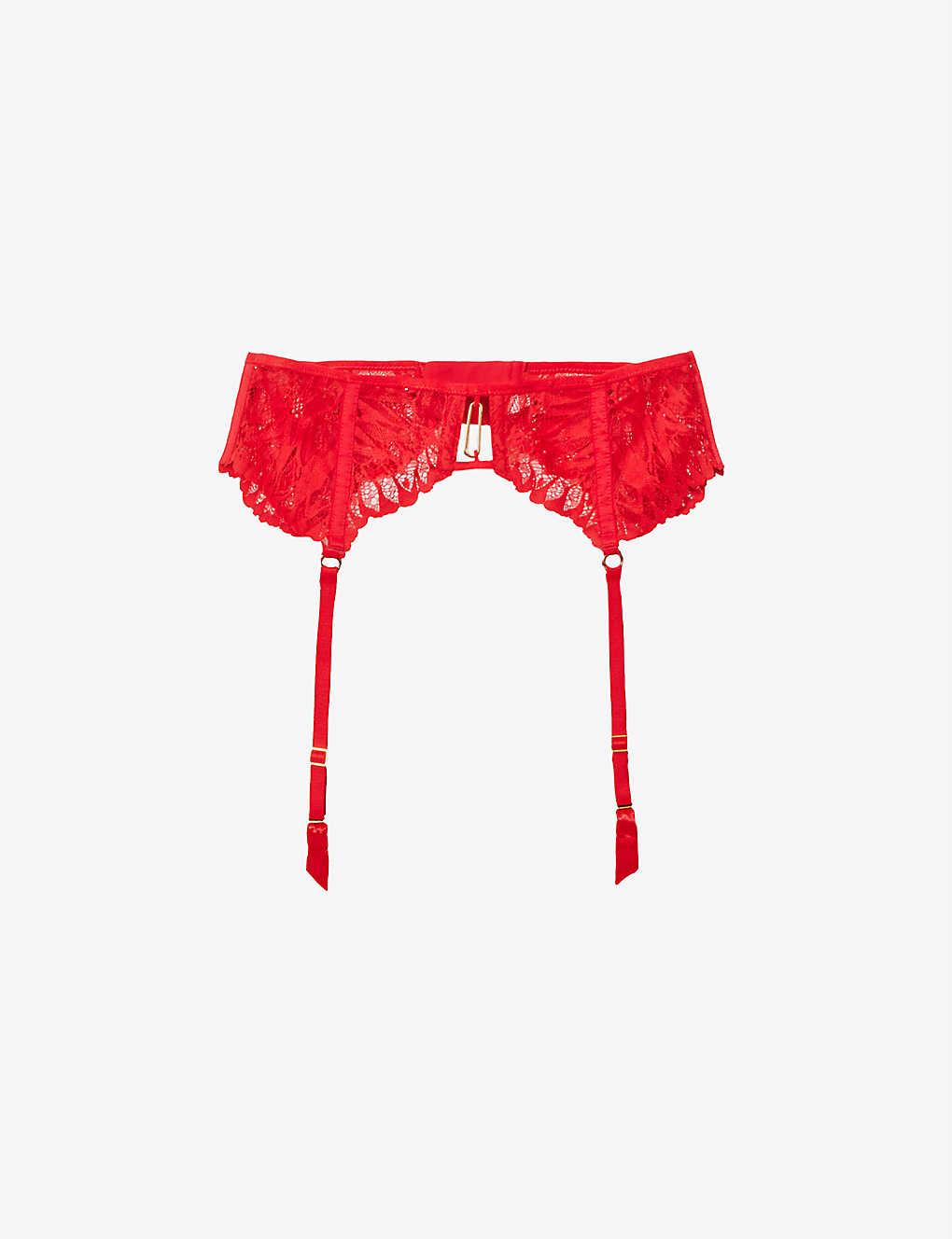 Aubade Flowermania Stretch-lace Suspender Belt in Red | Lyst