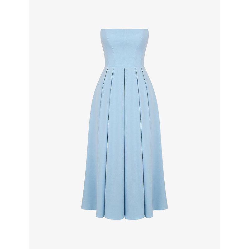 house of cb blue strapless dress Clothing: Midi Dresses: 'Bellina' Midnight Blue Strapless Bow Midi Dress